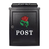 POSTPLUS RED ROSE DIECAST POST BOX BLACK