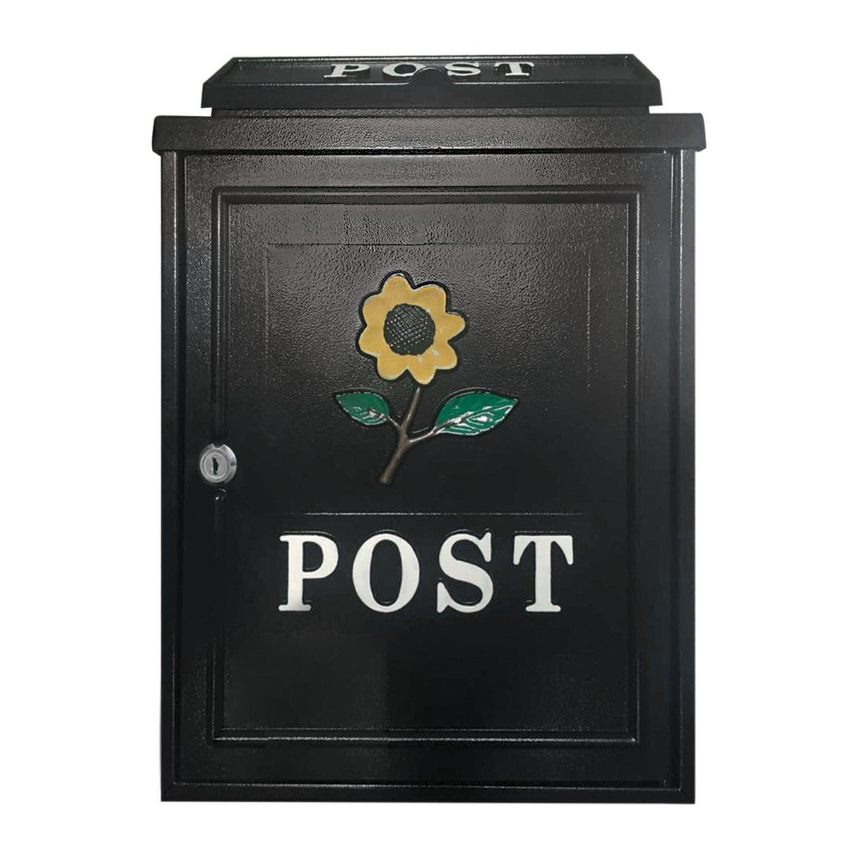 POSTPLUS YELLOW SUNFLOWER DIECAST POST BOX BLACK