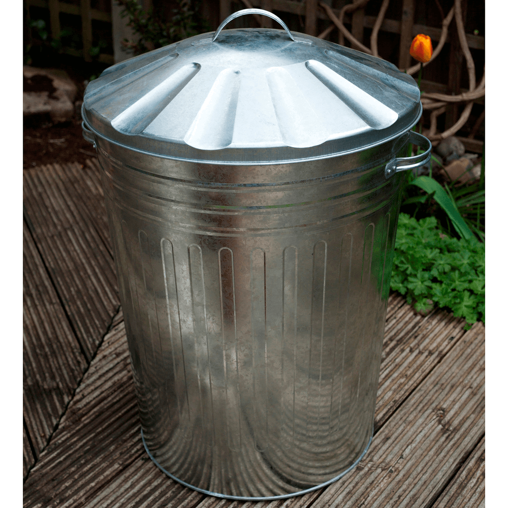 LARGE GALVANISED BIN WITH LID