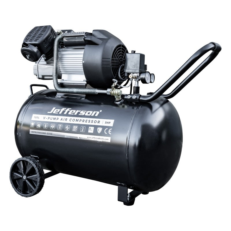 JEFFERSON 100 LITRE 3HP 8 BAR V PUMP COMPRESSOR (230V)