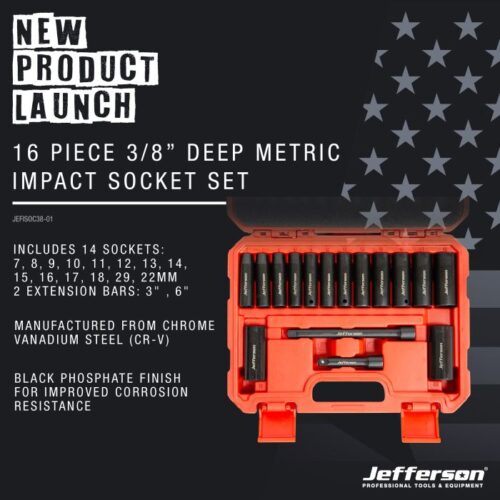 JEFFERSON 16PC 3/8" DEEP IMPACT SOCKET SET - Watson Hire