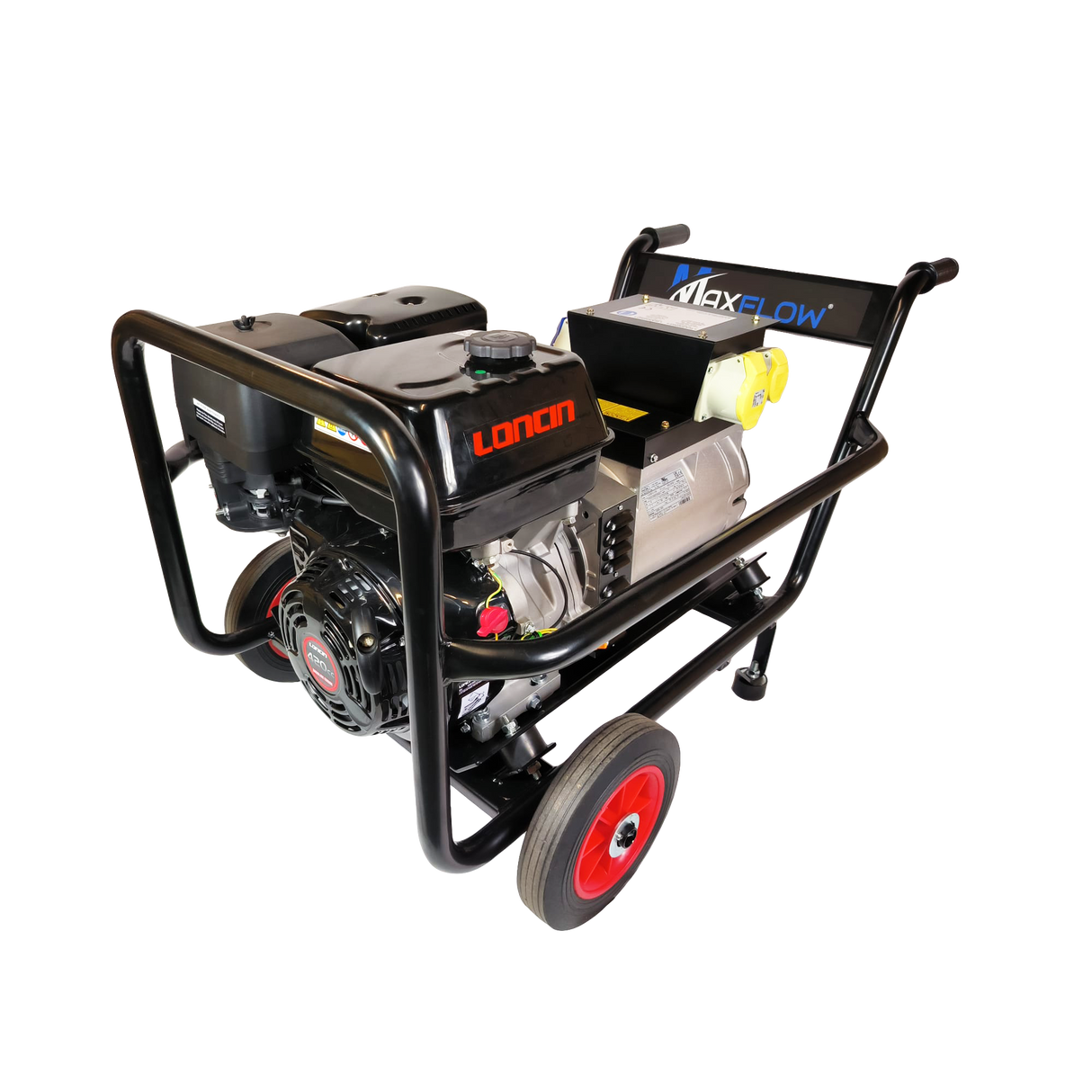 MAXFLOW 8KVA PETROL GENERATOR RECOIL START LONCIN G420F ENGINE TROLLEY FRAME + AVR