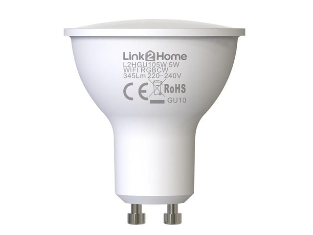 Link2Home Wi-Fi LED GU10 Dimmable Bulb, White + RGB 345 lm 5W - Watson Hire