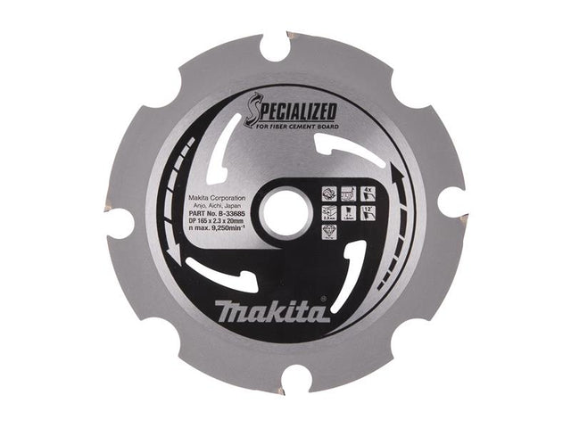 Makita B-33685 Specialized Blade for Fibre Cement Board 165 x 20mm x 4T - Watson Hire