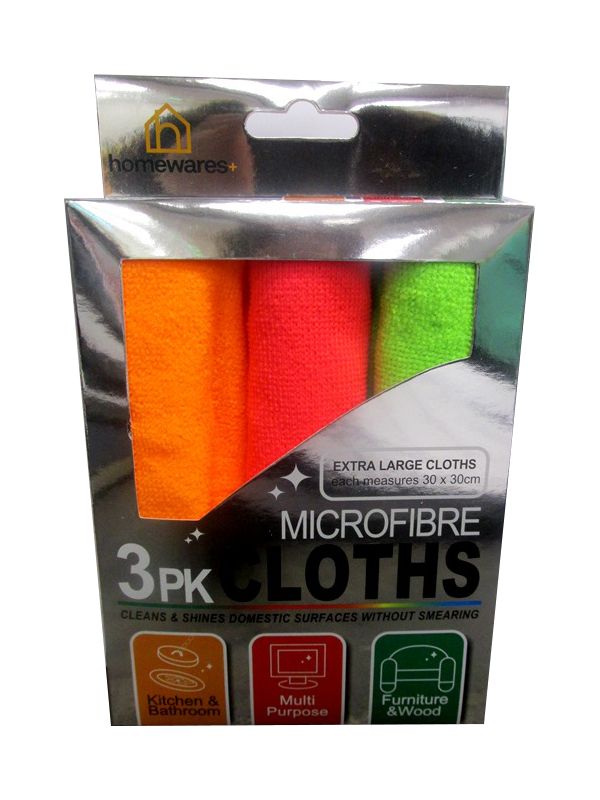 HOMEWARES AND MICROFIBRE CLOTHS 3PK