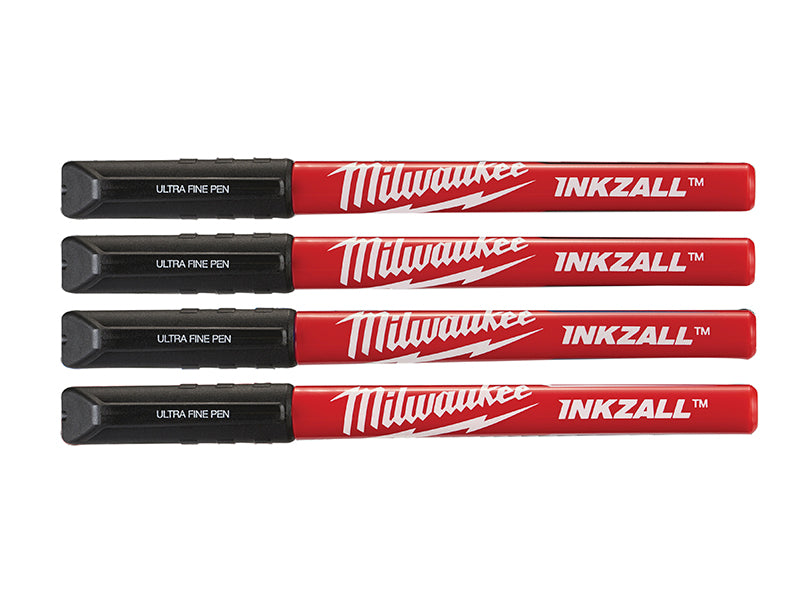 Milwaukee Hand Tools INKZALL™ Ultra Fine Tip Pen Black (Pack 4)