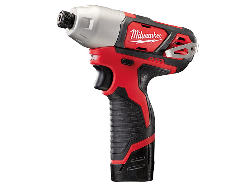 Milwaukee Power Tools M12 BID-202C Sub Compact 1/4in Impact Driver 12V 2 x 2.0Ah Li-ion
