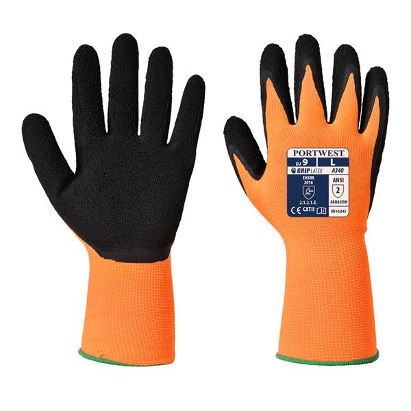 PORTWEST S - HI VIS GRIP GLOVE - LATEX - ORANGE