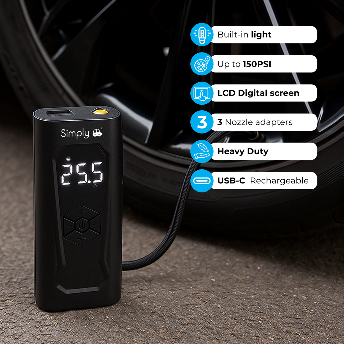 SIMPLY AUTO RECHARGEABLE AIR COMPRESSOR