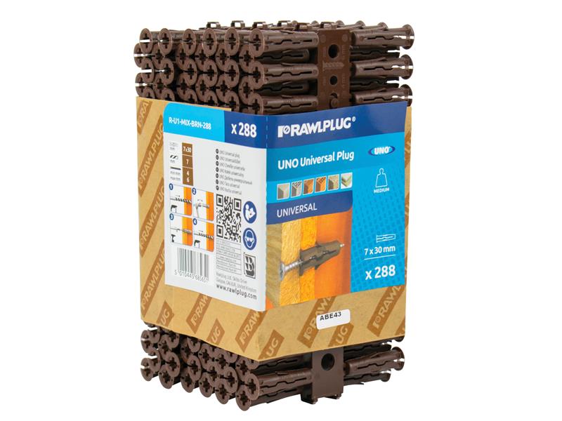 Rawlplug Brown UNO® Plugs 7 x 30mm (Pack 288)