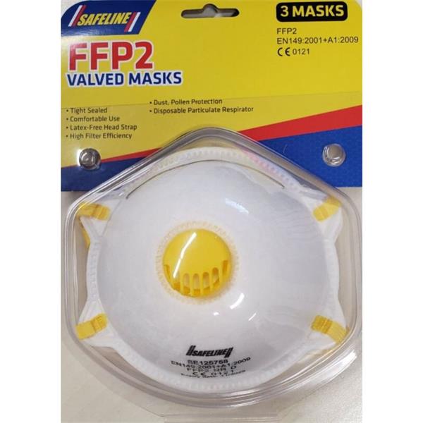 SAFELINE FFP2 3PK MOULDED FACE MASKS