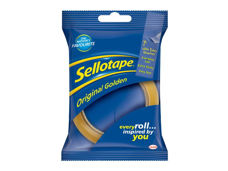 Sellotape Original Golden Sticky Tape - 1 Roll 24mm x 50m