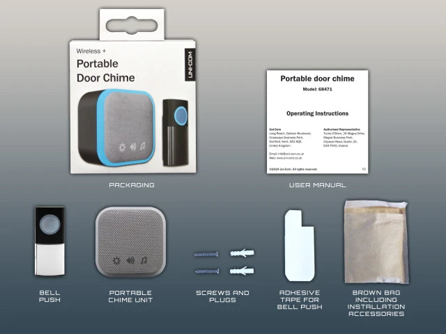 UNI-COM PORTABLE DOOR CHIME BLACK