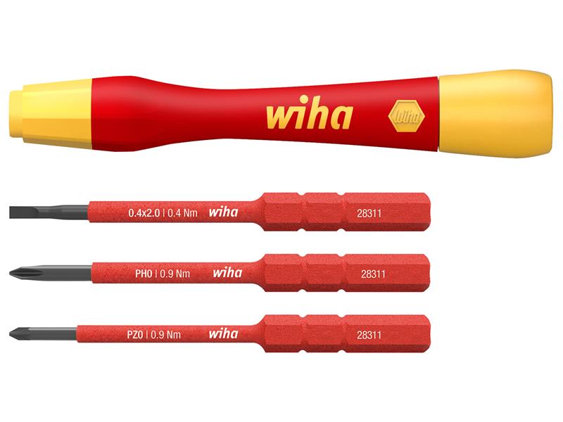Wiha PicoFinish® slimVario® electric Fine Screwdriver Set, 4 Piece
