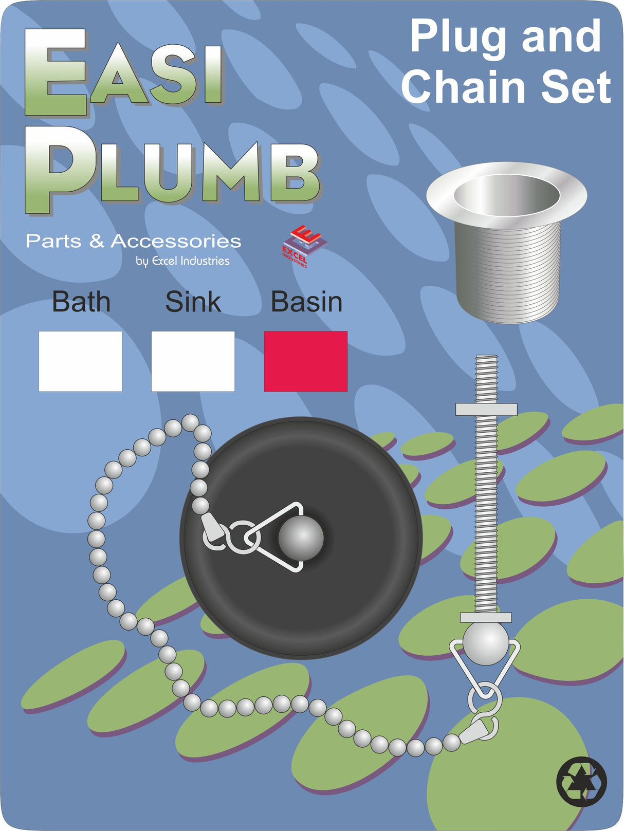 Easy Plumb Poly Basin Plug & Chain Set