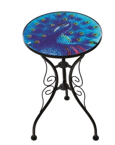 REDWOOD GLASS TOP BISTRO TABLE PEACOCK