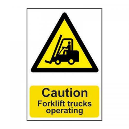 CAUTION FORKLIFT TRUCKS OPERATING - PVC (200 X 300MM)