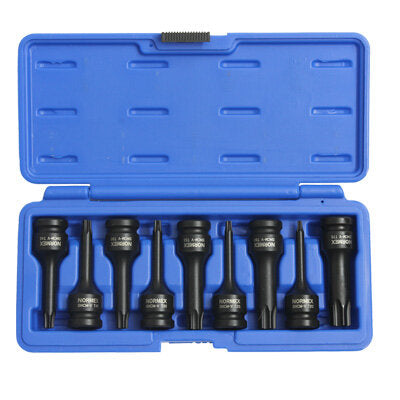 TOPTUL 9PCE 1/2" DRIVE AIR IMPACT TX SOCKET SET T20 - T70