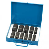 DRAPER EXPERT HI-TORQ 6 POINT METRIC DEEP IMPACT SOCKET SET, 1/2" SQ. DR. (11 PIECE)