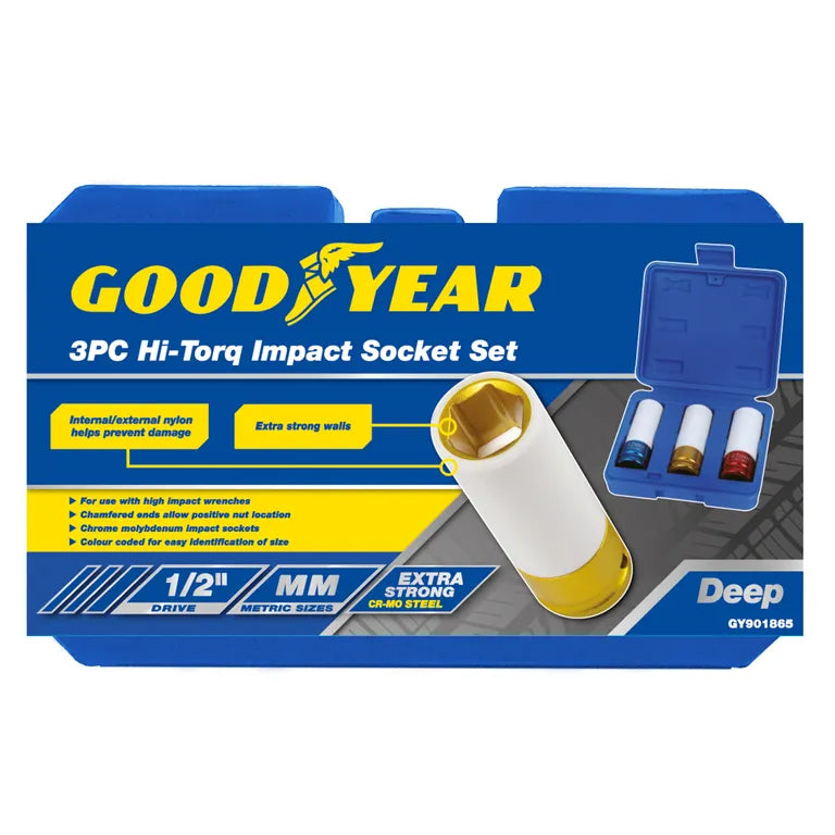 GOODYEAR 3PC HI TORQ IMPACT SOCKET SET