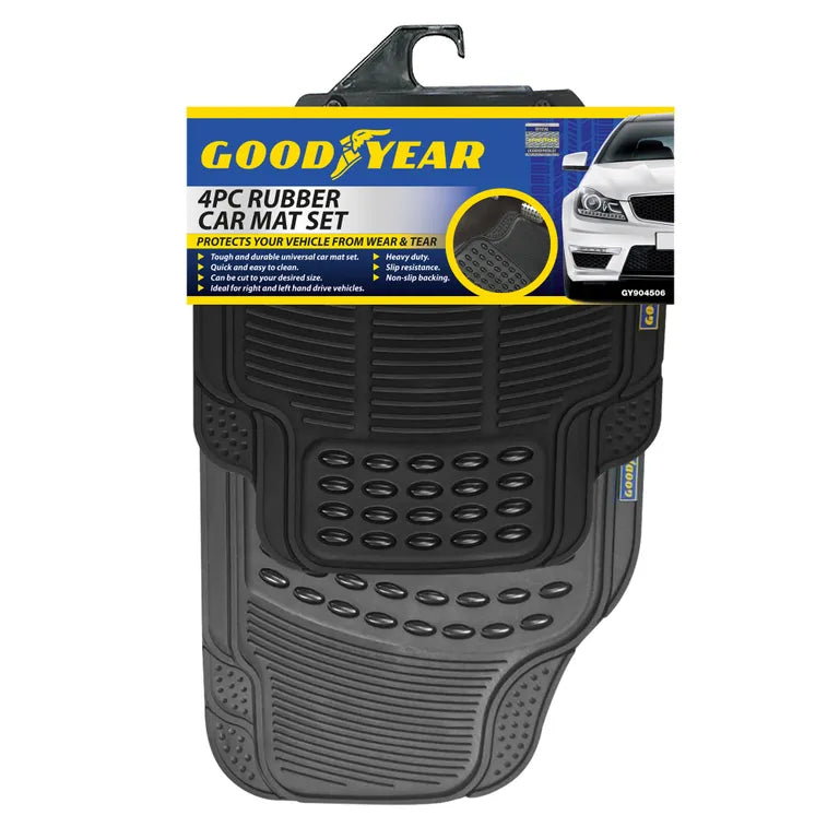 GOODYEAR 4PC RUBBER CAR MAT SET