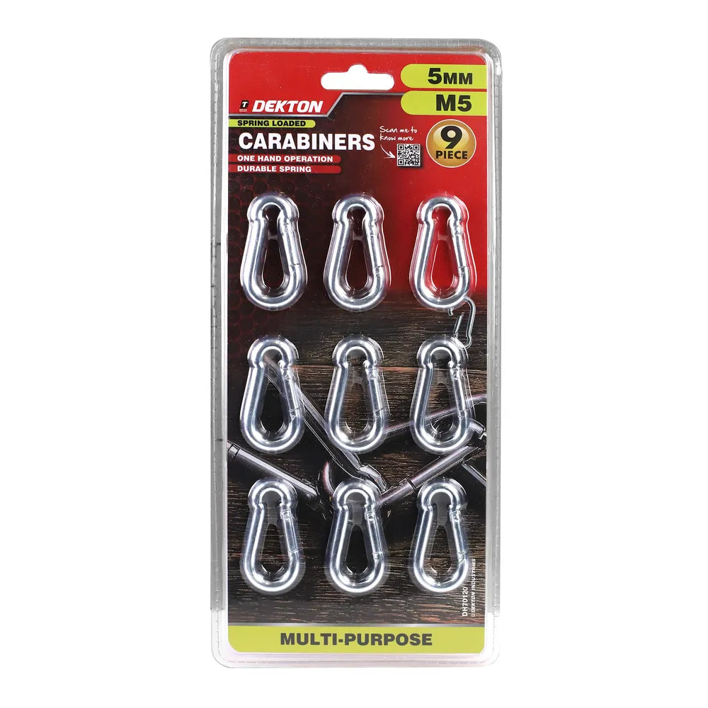 DEKTON 9PC CARABINER HOOK MEDIUM 50MM