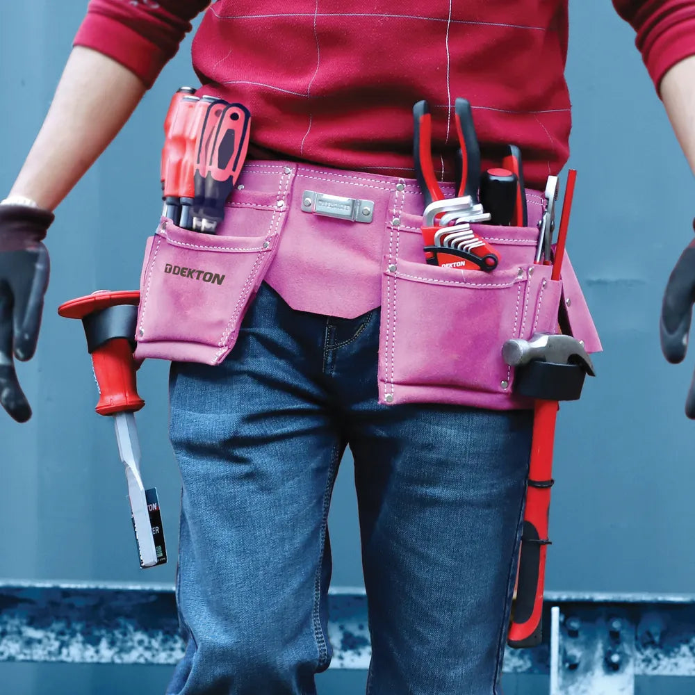 DEKTON LEATHER 10 POCKET TOOL BELT - PINK
