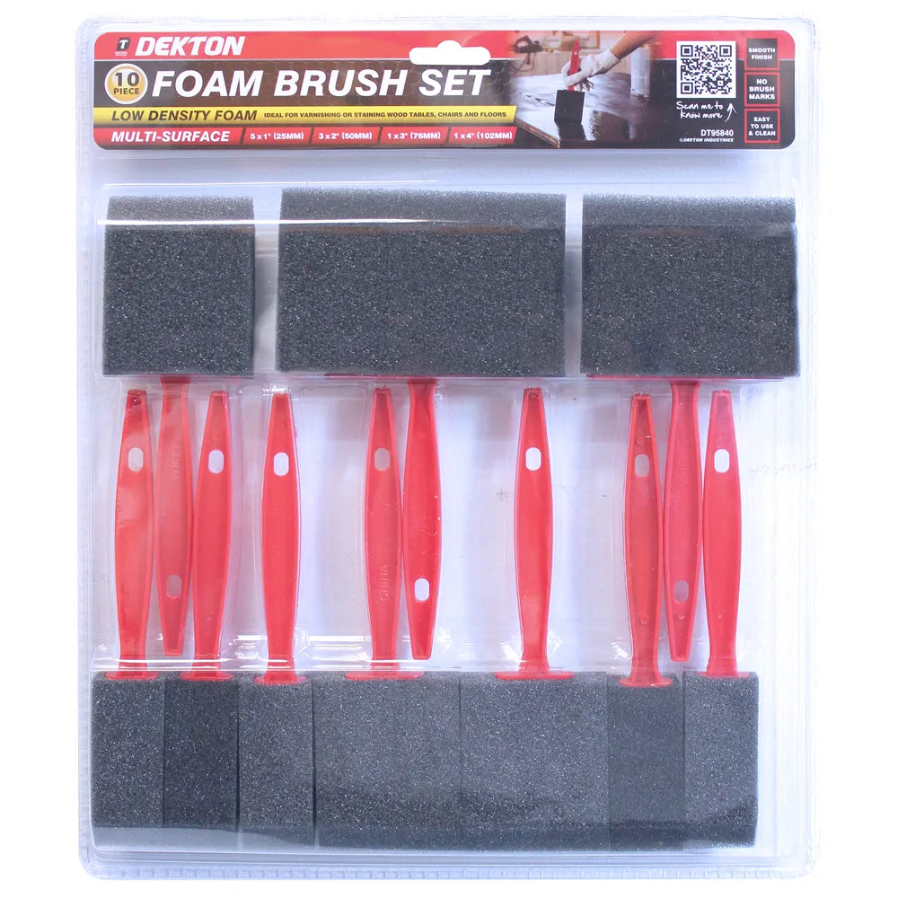 DEKTON 10PC FOAM BRUSH SET