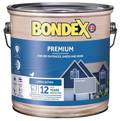 BONDEX PREMIUM OPAQUE WOOD PAINT 2.5L  SILVER GREY