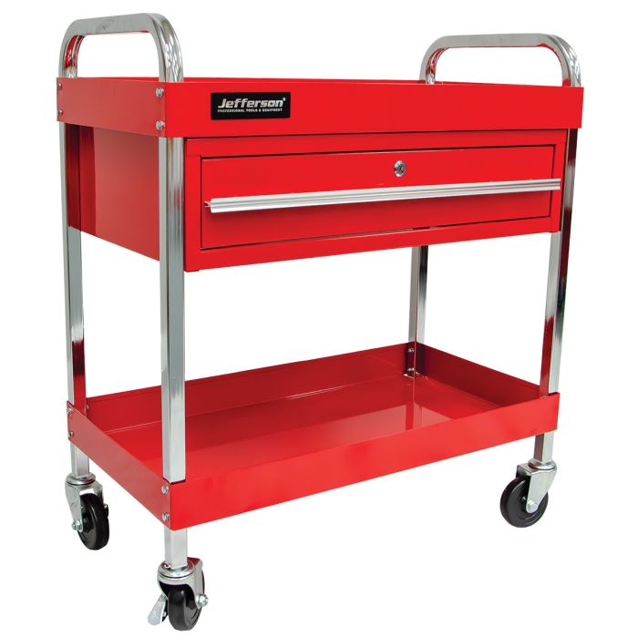 JEFFERSON HEAVY DUTY 2-LEVEL TROLLEY C/W LOCKABLE DRAWER
