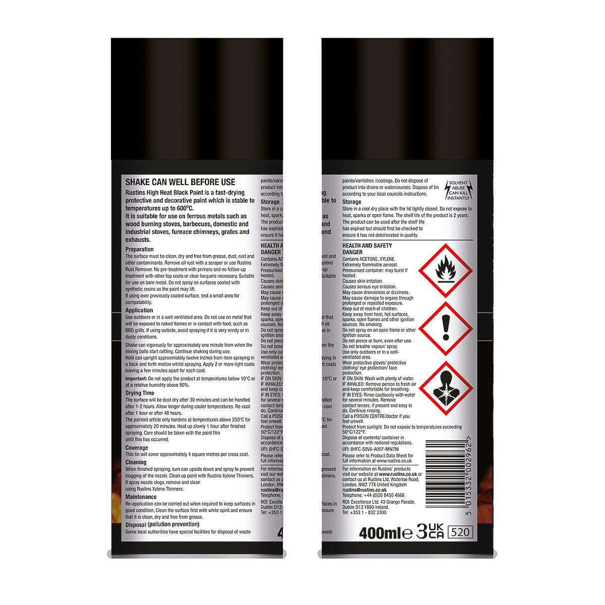 RUSTINS HIGH HEAT BLACK PAINT 400ML