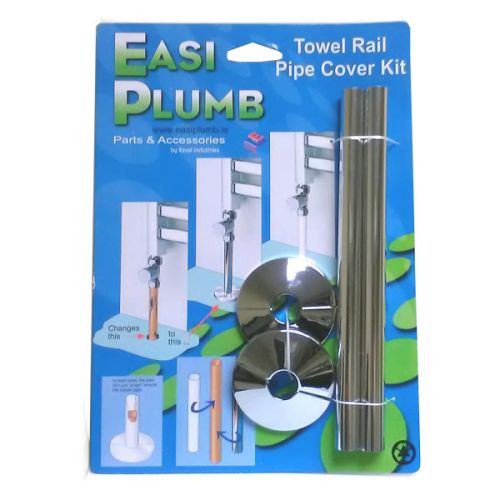 Easy Plumb Towel Rail Pipe Cover Kit - Chrome