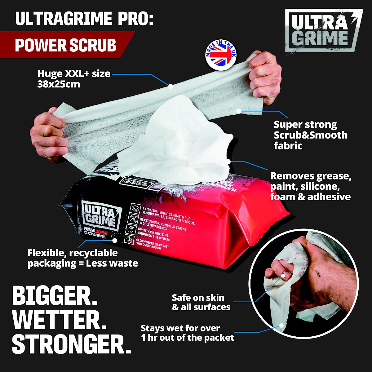 ULTRA GRIME SUPER SIZE WIPES 100 PK (RED)