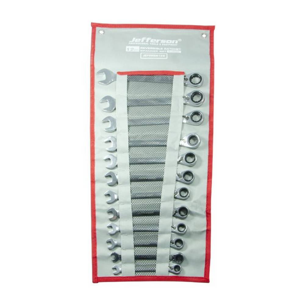 JEFFERSON 12 PIECE REVERSIBLE RATCHET SPANNER SET