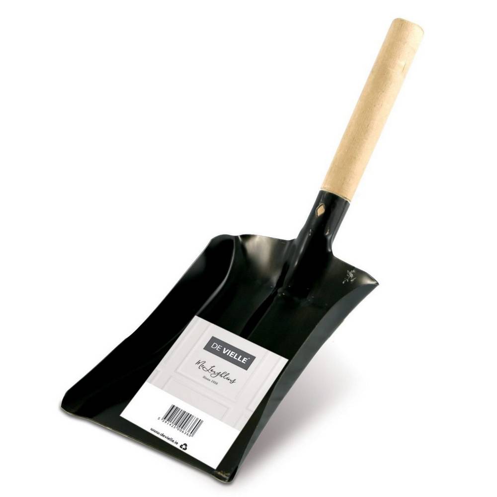DE VIELLE 18CM/7.5IN BLACK FIRE COAL SHOVEL WITH WOODEN HANDLE