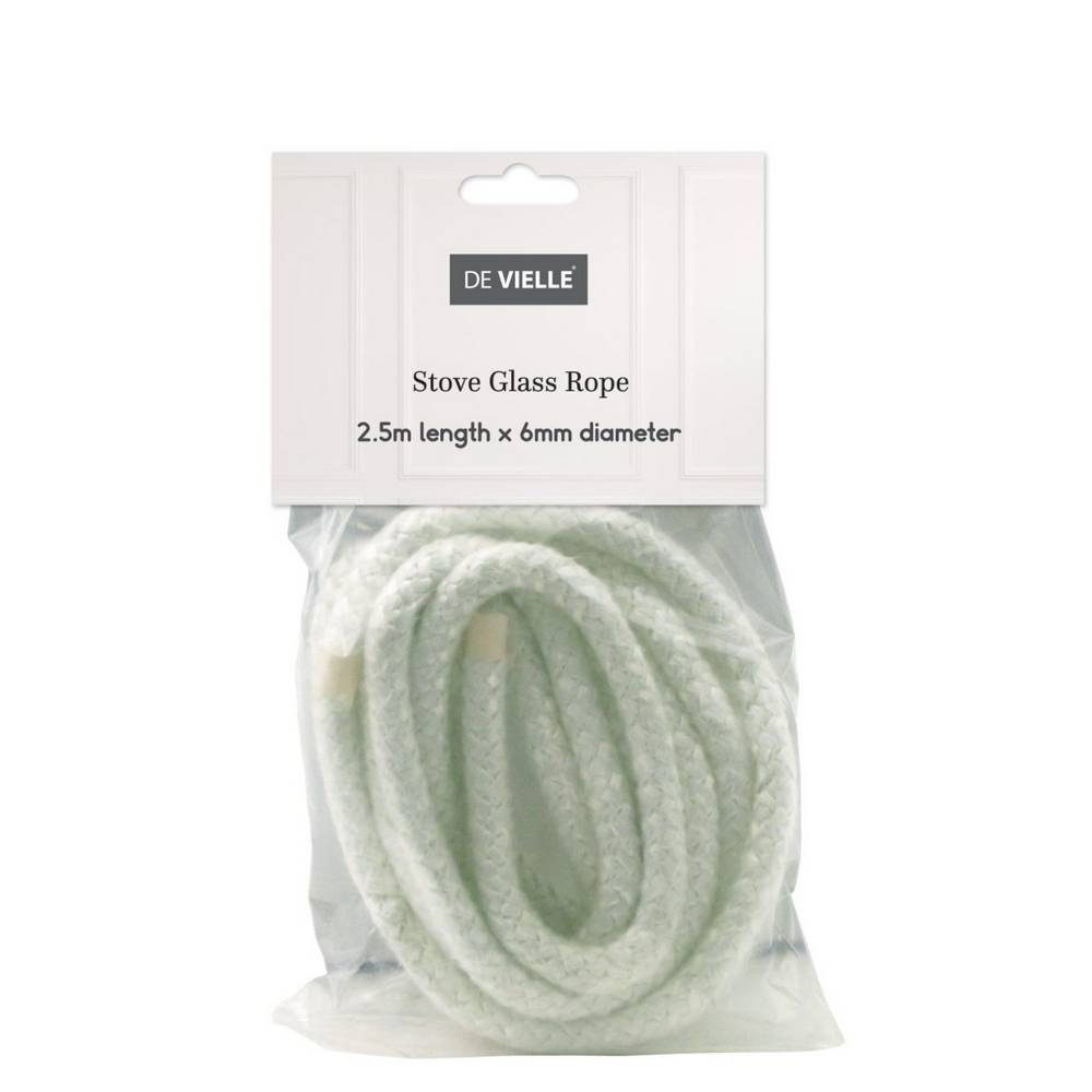 DE VIELLE STOVE GLASS ROPE 6MM X 2.5M WHITE