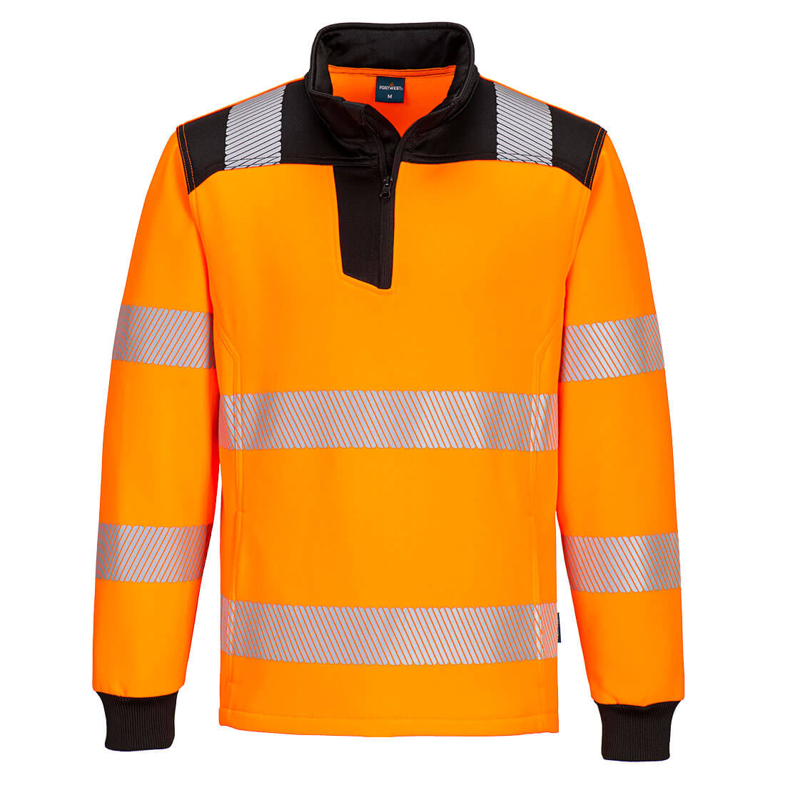 PORTWEST PW3 HI-VIS 1/4 ZIP SWEATSHIRT - ORANGE / BLACK