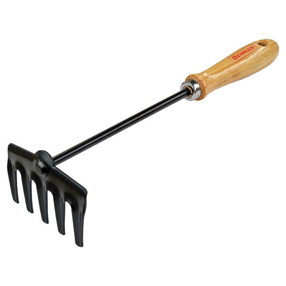 BENMAN WOOD HANDLED 5 TEETH RAKE
