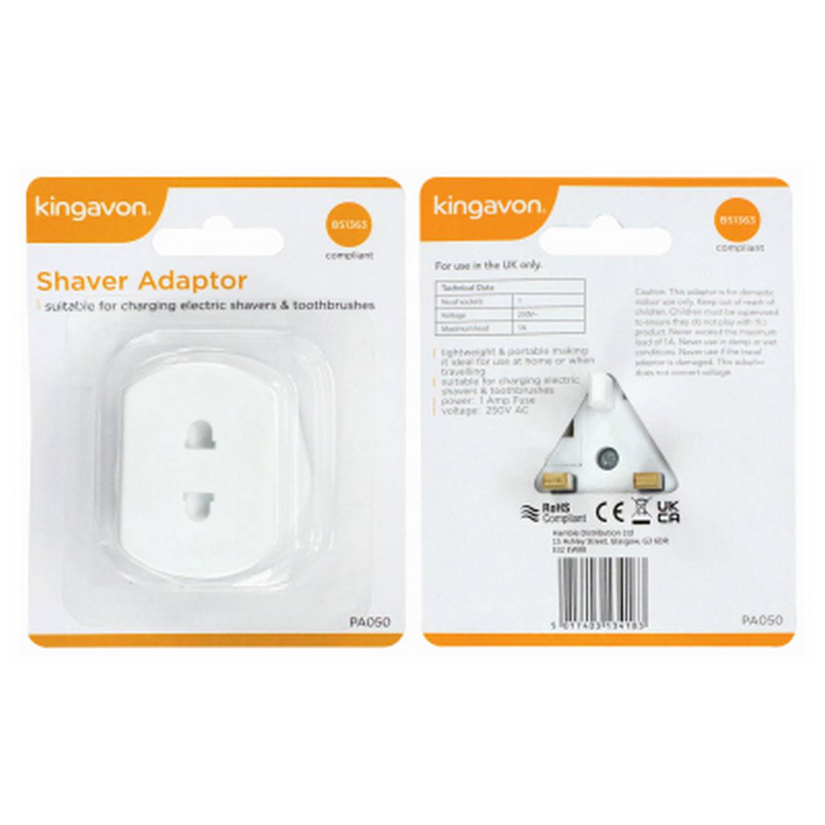 KINGAVON SHAVER ADAPTOR BB-PA050