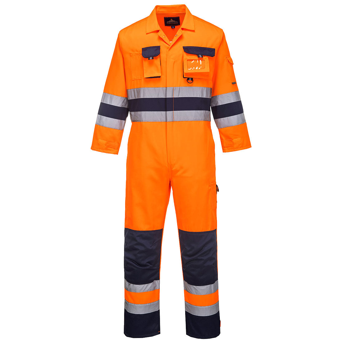 PORTWEST NANTES HI VIS COVERALL ORANGE / NAVY
