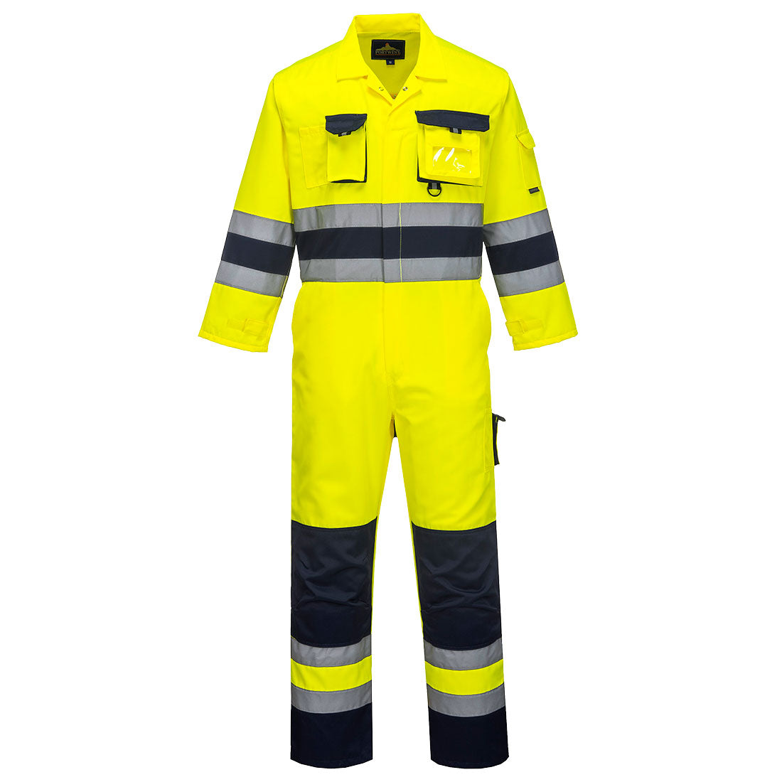 PORTWEST NANTES HI VIS COVERALL YELLOW / NAVY